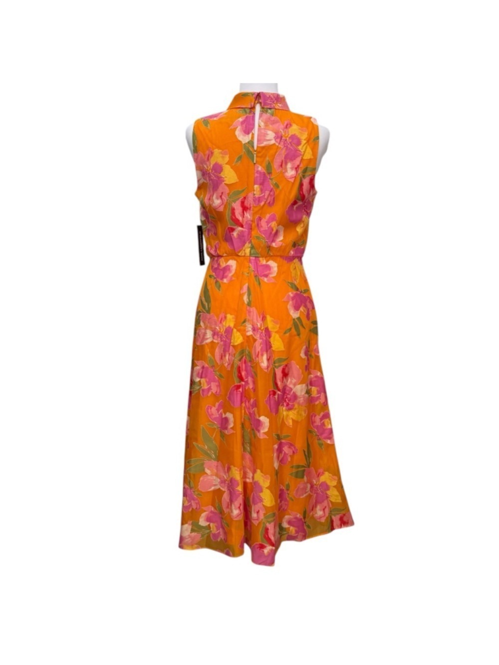 Karl Lagerfeld Paris Floral Midi Dress Orange Pink Yellow Size 4 NWT - Picture 3 of 8